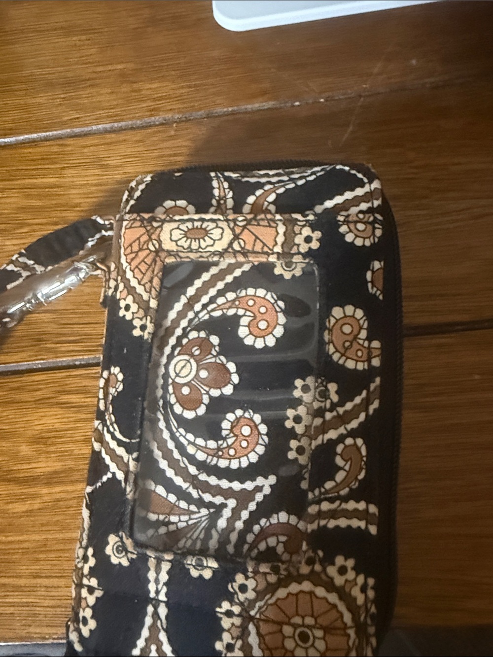 Vera Bradley Black with Tan Paisley Cell Phone Wristlet